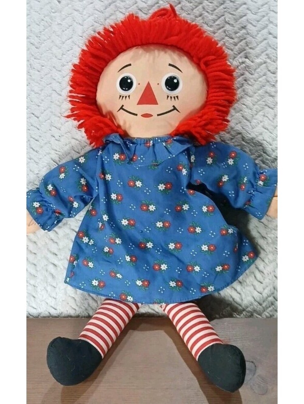 1987 Playskool 18” Raggedy Ann Plush Doll Plastic - Button Eyes #70105 Vintage